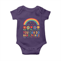 Funny You Can Do Hard Things Baby Onesie Motivational Quote Flowers Rainbow