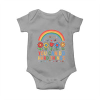 Funny You Can Do Hard Things Baby Onesie Motivational Quote Flowers Rainbow