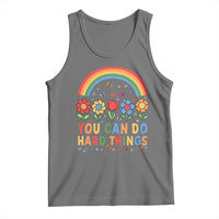 Funny You Can Do Hard Things Tank Top Motivational Quote Flowers Rainbow