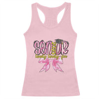 Funny Senior EST 2025 Graduation Racerback Tank Top Twenty Twenty Five Pink Bow