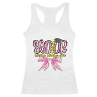 Funny Senior EST 2025 Graduation Racerback Tank Top Twenty Twenty Five Pink Bow