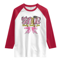 Funny Senior EST 2025 Graduation Raglan Shirt Twenty Twenty Five Pink Bow