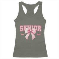 Funny Senior EST 2025 Graduation Coquette Racerback Tank Top