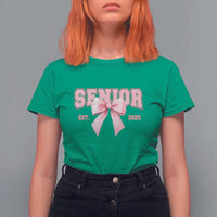 Funny Senior EST 2025 Graduation Coquette T Shirt For Women