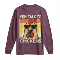 Funny Yep I Talk To Chickens Long Sleeve Shirt Chicken Buffs Farmyard Animal Lover