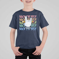 Funny Rock The Test Teacher Testing Day T Shirt For Kid Rock And Roll Hand Sign