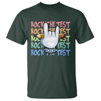 Funny Rock The Test Teacher Testing Day T Shirt Rock And Roll Hand Sign