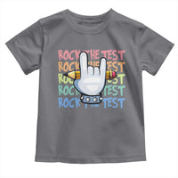 Funny Rock The Test Teacher Testing Day Toddler T Shirt Rock And Roll Hand Sign