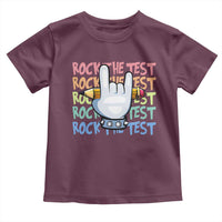 Funny Rock The Test Teacher Testing Day Toddler T Shirt Rock And Roll Hand Sign