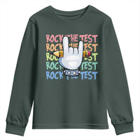 Funny Rock The Test Teacher Testing Day Youth Sweatshirt Rock And Roll Hand Sign