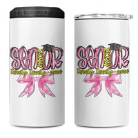 Funny Senior EST 2027 Graduation 4 in 1 Can Cooler Tumbler Twenty Twenty Seven Pink Bow