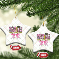 Funny Senior EST 2027 Graduation Ceramic Ornament Twenty Twenty Seven Pink Bow