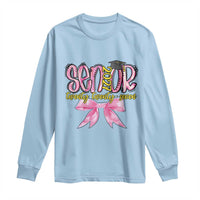 Funny Senior EST 2027 Graduation Long Sleeve Shirt Twenty Twenty Seven Pink Bow