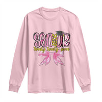 Funny Senior EST 2027 Graduation Long Sleeve Shirt Twenty Twenty Seven Pink Bow