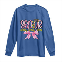 Funny Senior EST 2027 Graduation Long Sleeve Shirt Twenty Twenty Seven Pink Bow
