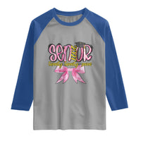 Funny Senior EST 2027 Graduation Raglan Shirt Twenty Twenty Seven Pink Bow