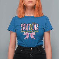 Funny Senior EST 2027 Graduation T Shirt For Women Twenty Twenty Seven Pink Bow