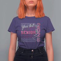 Personalized Senior 2026 T Shirt For Women Custom Text Class Of 2026 Graduation Glitter Print - Wonder Print Shop