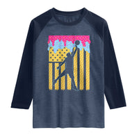 Basketball Ice Cream Drip American Flag Youth Players Raglan Shirt