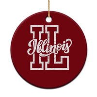 Illinois Sports Fan Ceramic Ornament Varsity Aesthetic IL State Pride