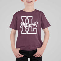 Illinois Sports Fan T Shirt For Kid Varsity Aesthetic IL State Pride