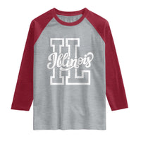Illinois Sports Fan Raglan Shirt Varsity Aesthetic IL State Pride