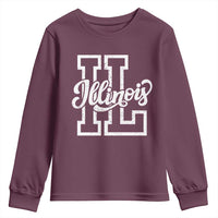 Illinois Sports Fan Youth Sweatshirt Varsity Aesthetic IL State Pride