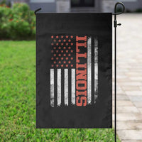 Illinois Pride Garden Flag Vintage American Flag Distressed Varsity Aesthetic Letters IL State