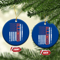 Illinois Pride Ceramic Ornament Vintage American Flag Distressed Varsity Aesthetic Letters IL State