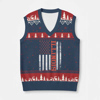 Illinois Pride V-Neck Knit Sweater Vest Vintage American Flag Distressed Varsity Aesthetic Letters IL State