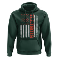 Illinois Pride Hoodie Vintage American Flag Distressed Varsity Aesthetic Letters IL State