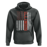 Illinois Pride Hoodie Vintage American Flag Distressed Varsity Aesthetic Letters IL State