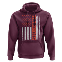 Illinois Pride Hoodie Vintage American Flag Distressed Varsity Aesthetic Letters IL State