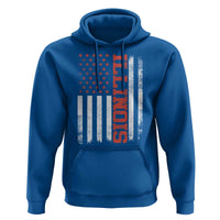 Illinois Pride Hoodie Vintage American Flag Distressed Varsity Aesthetic Letters IL State