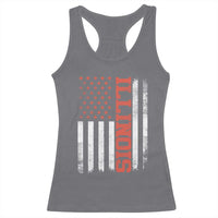 Illinois Pride Racerback Tank Top Vintage American Flag Distressed Varsity Aesthetic Letters IL State