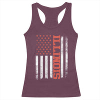 Illinois Pride Racerback Tank Top Vintage American Flag Distressed Varsity Aesthetic Letters IL State