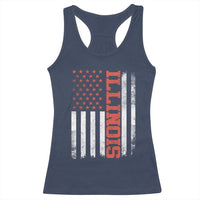 Illinois Pride Racerback Tank Top Vintage American Flag Distressed Varsity Aesthetic Letters IL State