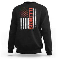 Illinois Pride Sweatshirt Vintage American Flag Distressed Varsity Aesthetic Letters IL State