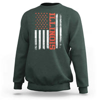 Illinois Pride Sweatshirt Vintage American Flag Distressed Varsity Aesthetic Letters IL State