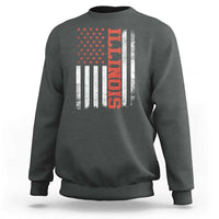 Illinois Pride Sweatshirt Vintage American Flag Distressed Varsity Aesthetic Letters IL State
