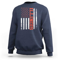 Illinois Pride Sweatshirt Vintage American Flag Distressed Varsity Aesthetic Letters IL State