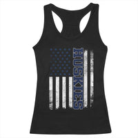 Husky Lover Sports Varsity Aesthetic Letters Vintage American Flag Racerback Tank Top