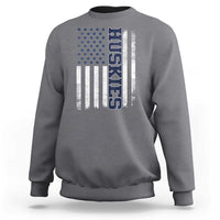 Husky Lover Sports Varsity Aesthetic Letters Vintage American Flag Sweatshirt