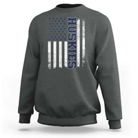 Husky Lover Sports Varsity Aesthetic Letters Vintage American Flag Sweatshirt