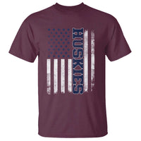Husky Lover Sports Varsity Aesthetic Letters Vintage American Flag T Shirt