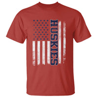 Husky Lover Sports Varsity Aesthetic Letters Vintage American Flag T Shirt