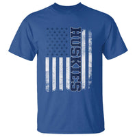 Husky Lover Sports Varsity Aesthetic Letters Vintage American Flag T Shirt