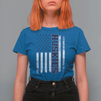 Husky Lover Sports Varsity Aesthetic Letters Vintage American Flag T Shirt For Women