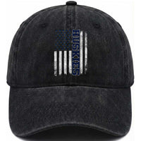 Husky Lover Sports Varsity Aesthetic Letters Vintage American Flag Washed Cotton Baseball Cap
