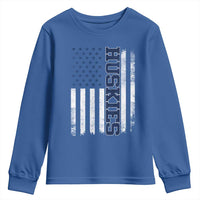Husky Lover Sports Varsity Aesthetic Letters Vintage American Flag Youth Sweatshirt